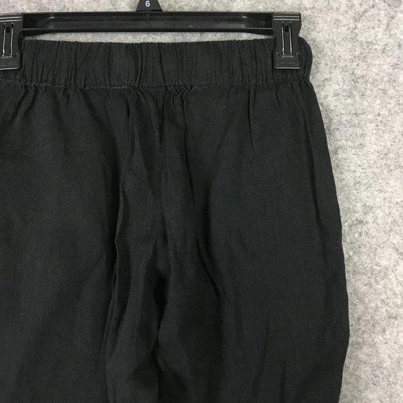 Babaton Pants XXS Linen Black Straight Crop Mid Rise Casual Drawcord Artizia - Picture 9 of 14